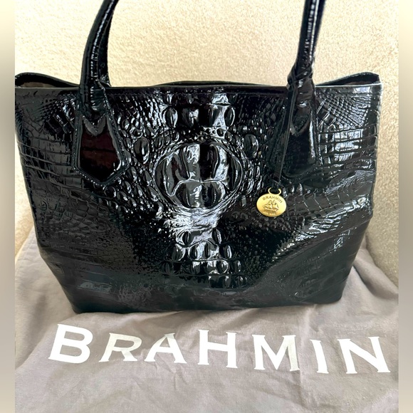Brahmin Medium “Julian” Croc-Embossed Leather Bag - Picture 2 of 16